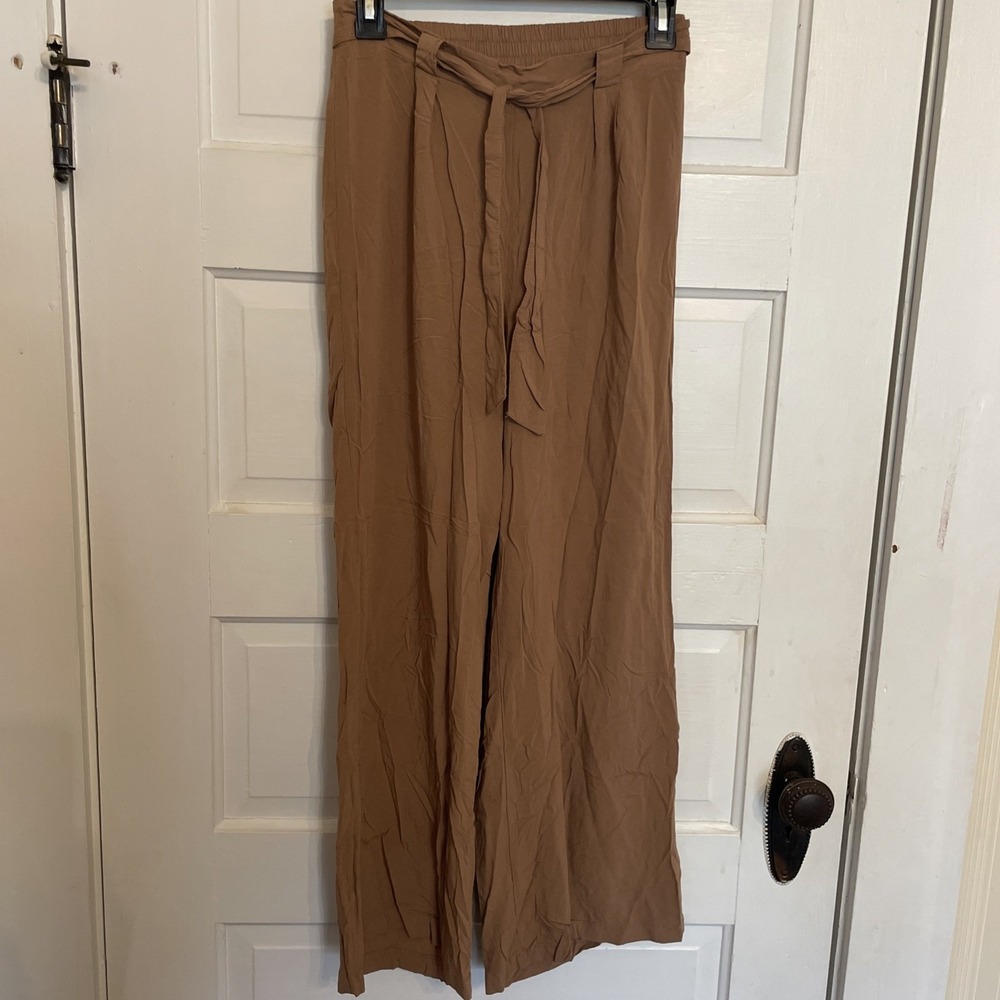 US 4 Brown Loose Fitting Bag Pants by PRIMARK Tie Waist‎ Light Airy